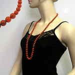 Kette 8-10-12mm Perlen verlaufend orange-schwarz-marmoriert 80cm