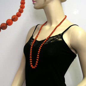 Kette 8-10-12mm Perlen verlaufend orange-schwarz-marmoriert 80cm -   01161