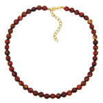 Kette 8mm Vierkantperle Kunststoff rot-gold-marmoriert glänzend 40cm