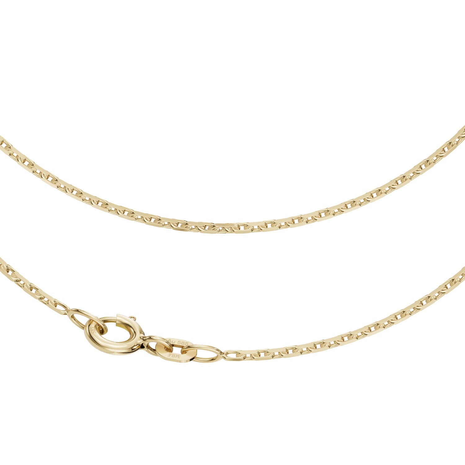 JB Edle Goldkette Ankerkette 585 - 14 K Gold 1,3 mm 42 cm -   18393733-45