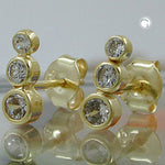 Ohrstecker Ohrring 9x3mm 3x Zirkonias 9Kt GOLD