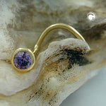 Nasenstecker 2,5mm Spirale mit Zirkonia lila-violett 18Kt GOLD