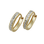 Creole Ohrring 12x11x3mm Klappscharnier oval bicolor diamantiert 9Kt GOLD