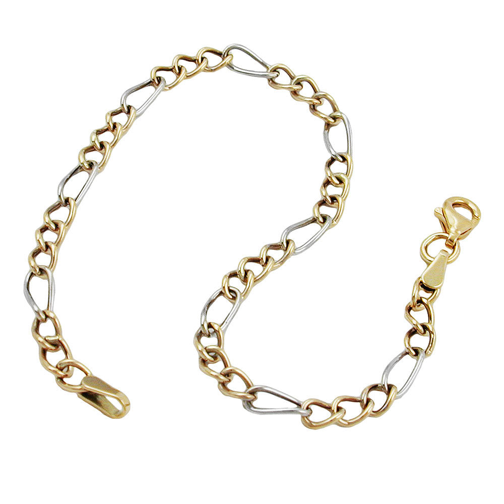 Armband 3,6mm Figaro Panzer bicolor 9Kt GOLD -   510005-19-510005-45