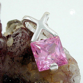 Anhänger 13x6mm Zirkonia pink Silber 925 -   90034