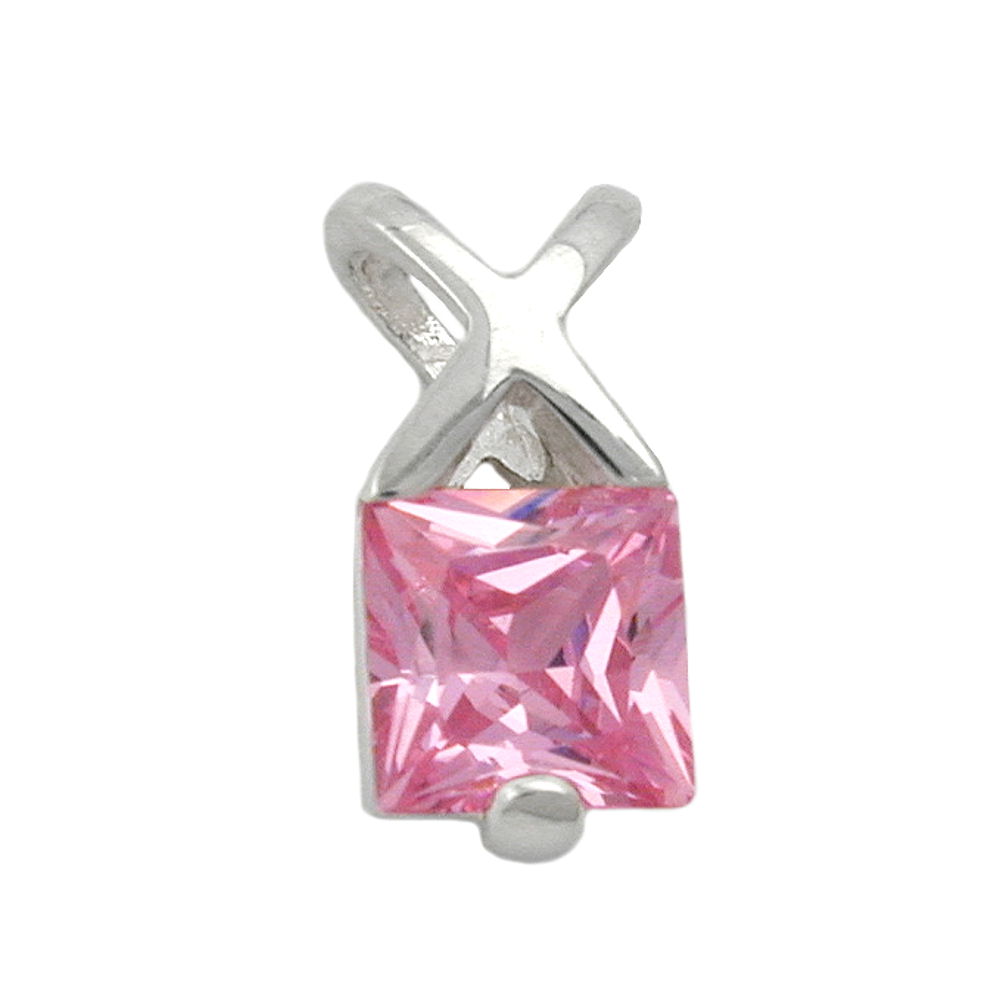 Anhänger 13x6mm Zirkonia pink Silber 925 -   90034