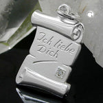 Anhänger 21x14mm Schriftrolle -Ich liebe Dich- Silber 925