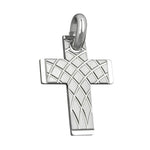 Anhänger 28x20mm Kreuz matt-diamantiert rhodiniert Silber 925