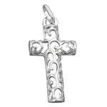 Anhänger 28x14mm Kreuz filigran durchbrochen glänzend Silber 925