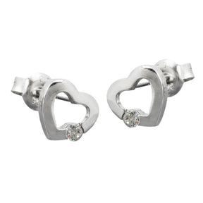 Ohrstecker Ohrring 7x8mm Herz mit Zirkonia glänzend Silber 925 -   93429