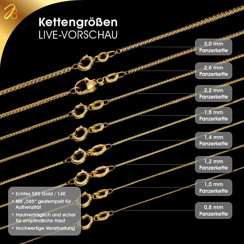 JB Edle Goldkette Tondakette 585 - 14 K Gold 1,2 mm 42 cm