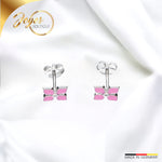 JB 1 Paar Ohrstecker 925 - Silber Rhodiniert Blume Pink 1,1 g