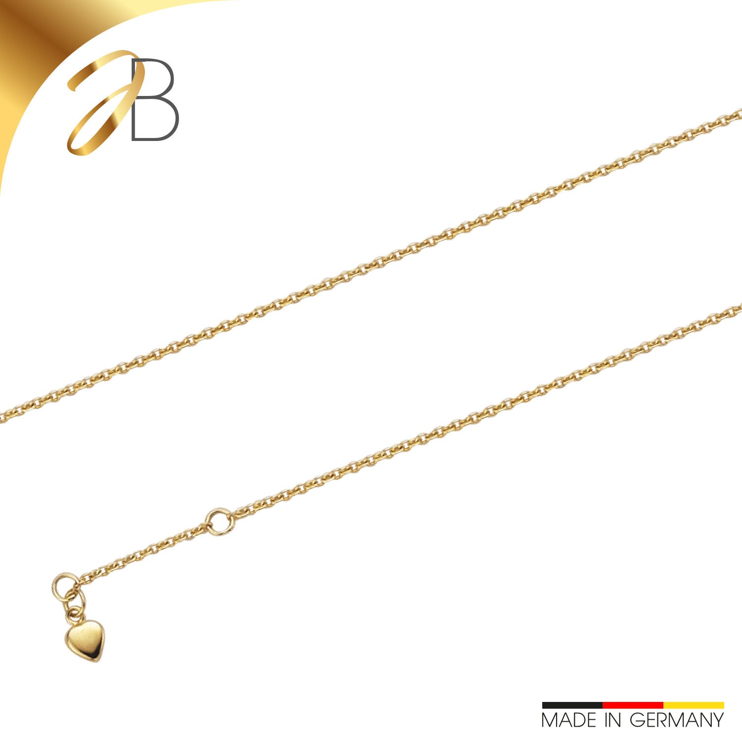 JB Edle Fußkette Ankerkette 585 - 14 K Gold 1,5 mm 25 cm -   18394577