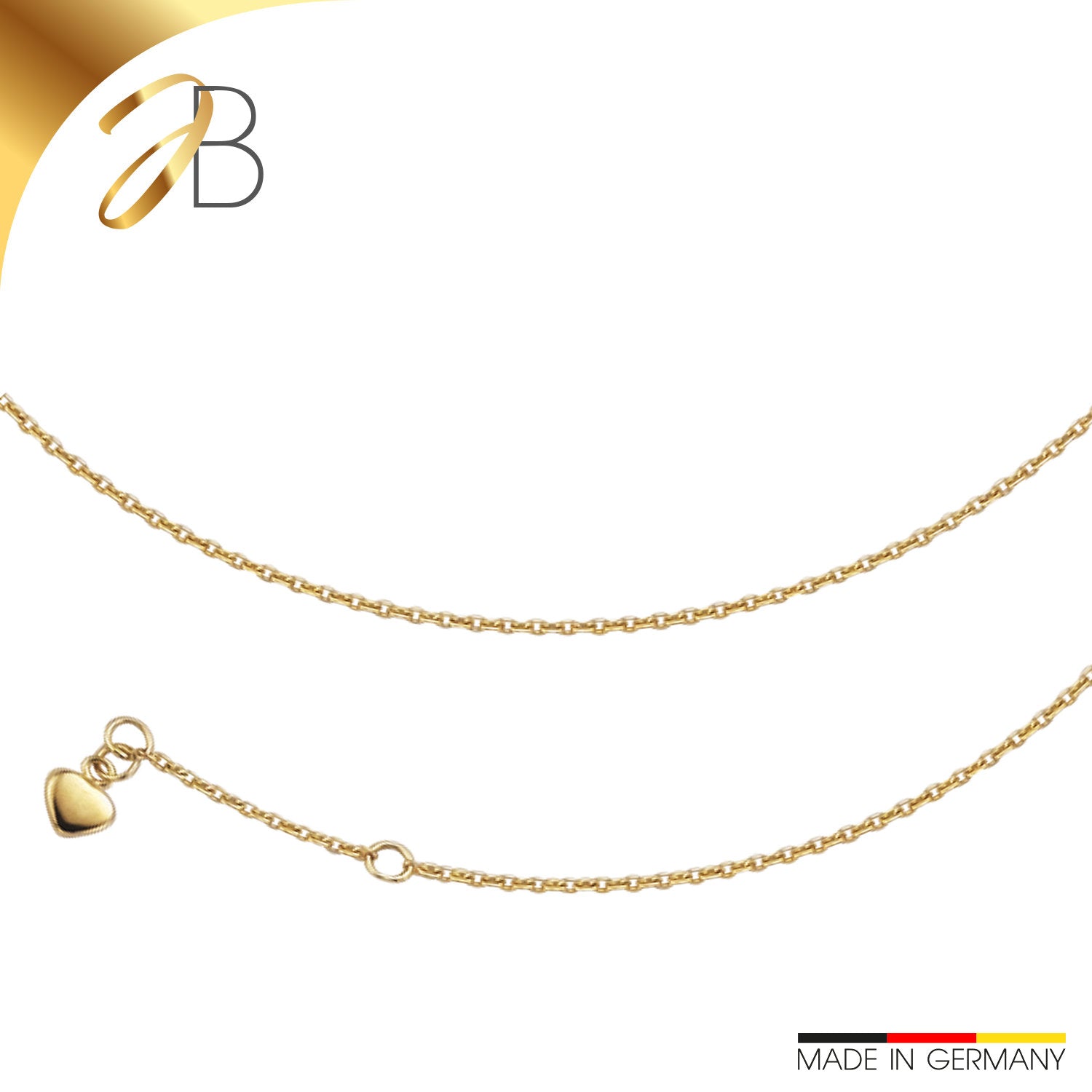 JB Edle Fußkette Ankerkette 585 - 14 K Gold 1,5 mm 25 cm -   18394577