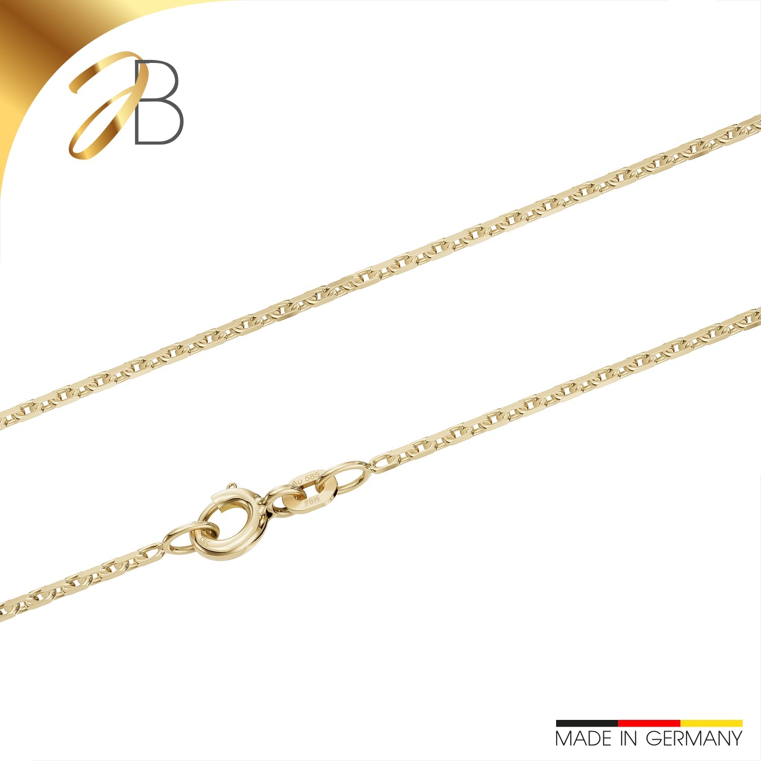 JB Edle Goldkette Ankerkette 585 - 14 K Gold 1,3 mm 42 cm -   18393733-45