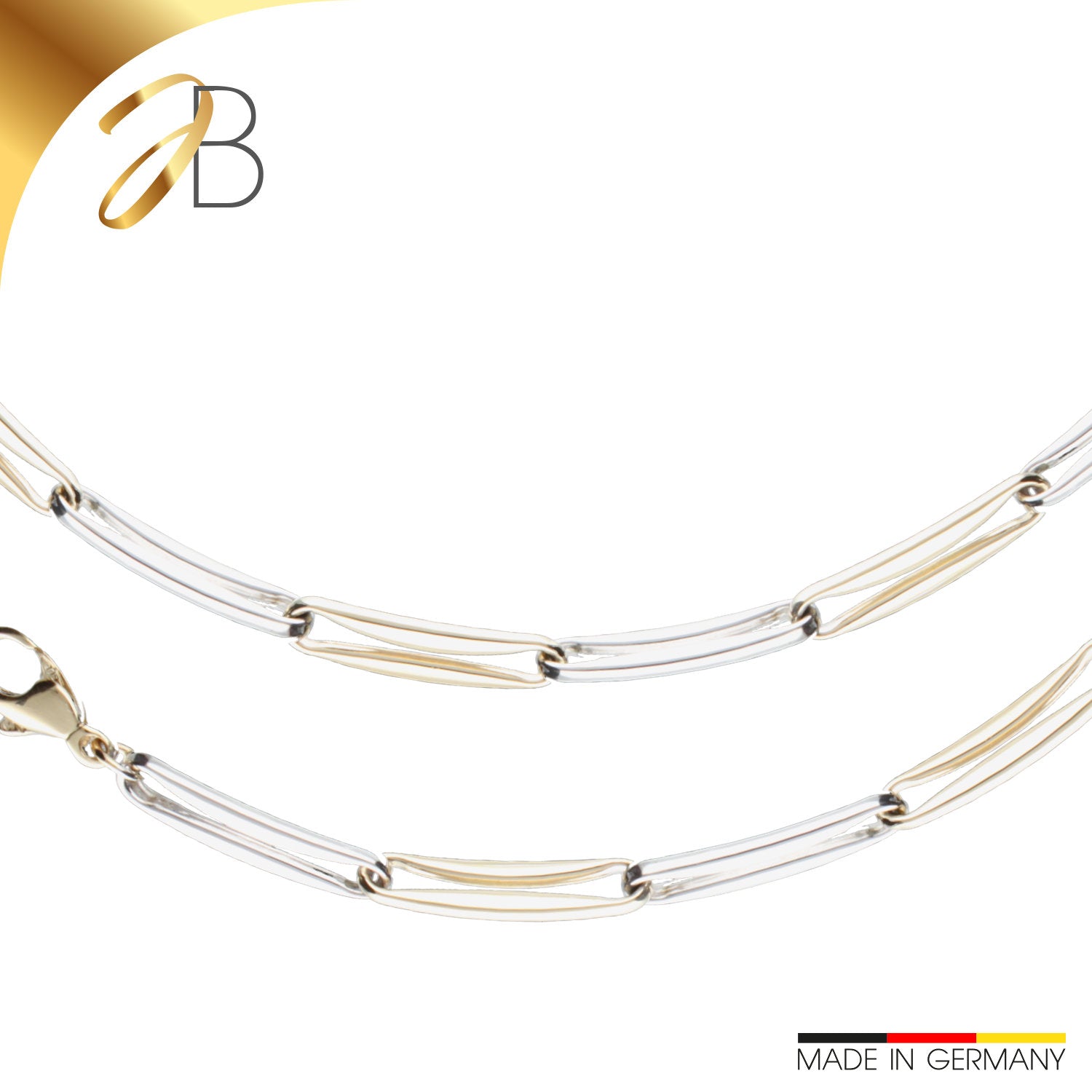 JB Edle Goldkette Fantasiekette 585 - 14 K Bicolor G W 4,8 mm 45 cm -   18395488