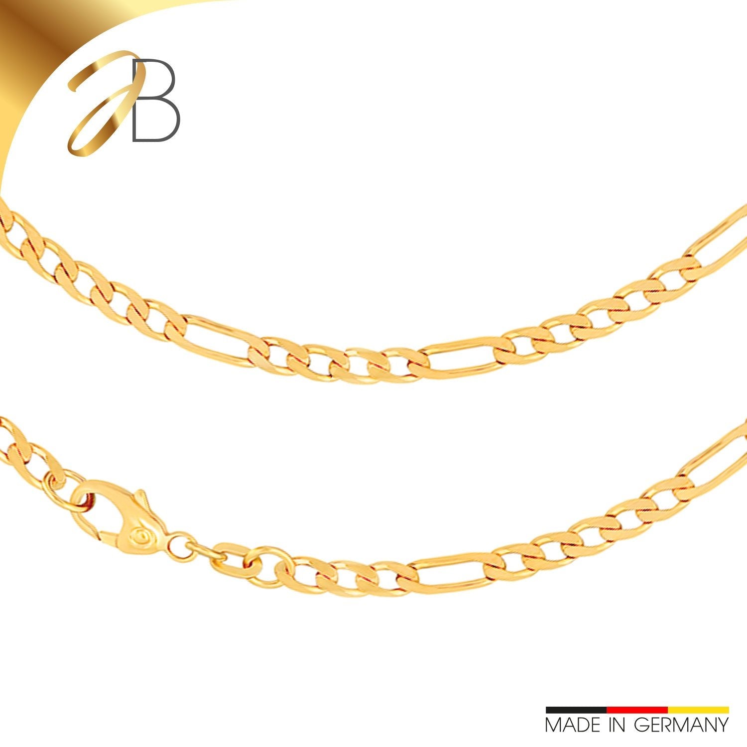 JB Edle Goldkette Figarokette 585 - 14 K Gold 3,4 mm 45 cm -   18394499-60