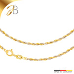 JB Edle Goldkette Kordelkette 585 - 14 K Bicolor G W 2,1 mm 42 cm