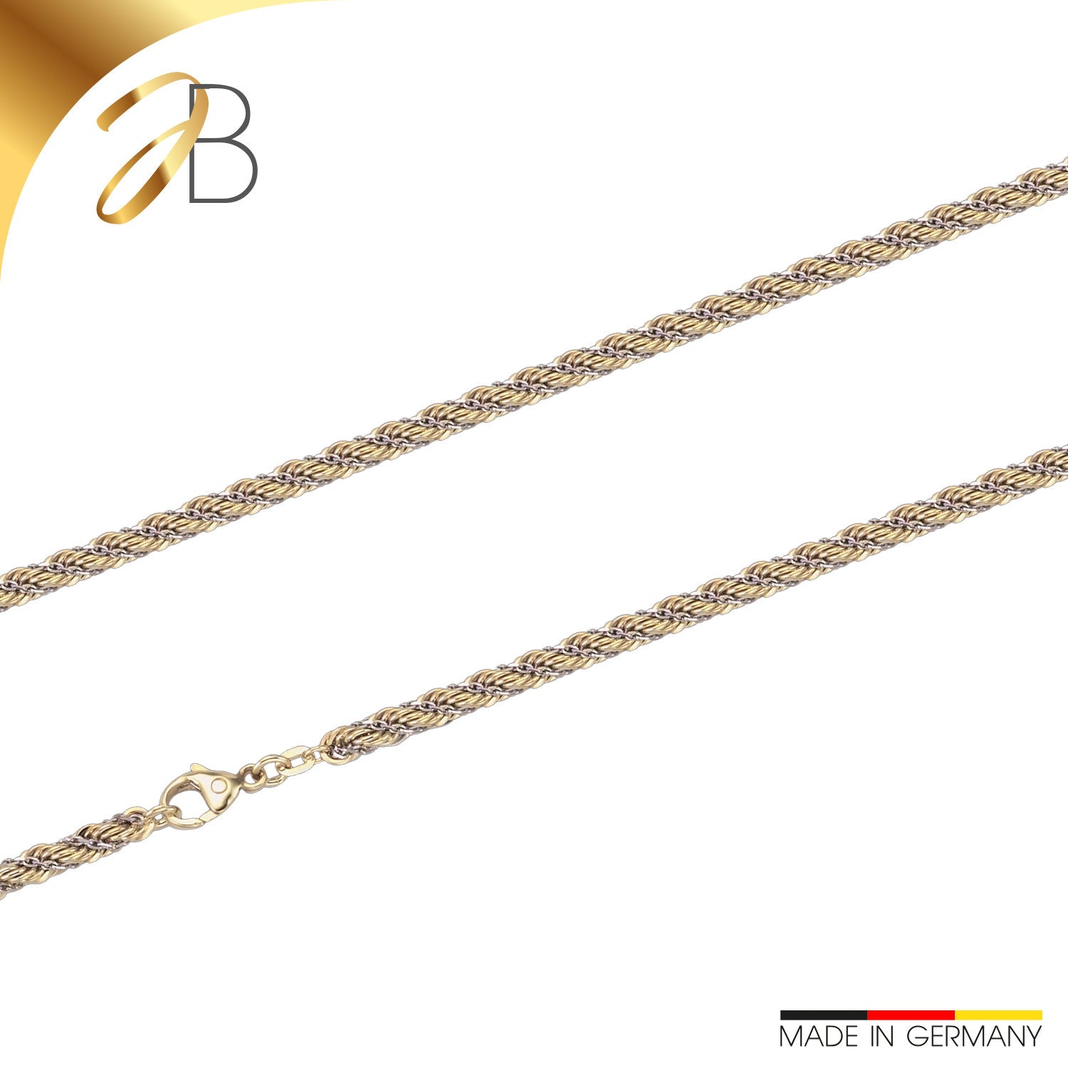 JB Edle Goldkette Kordelkette 585 - 14 K Bicolor G W 4,4 mm 45 cm -   18395311-45