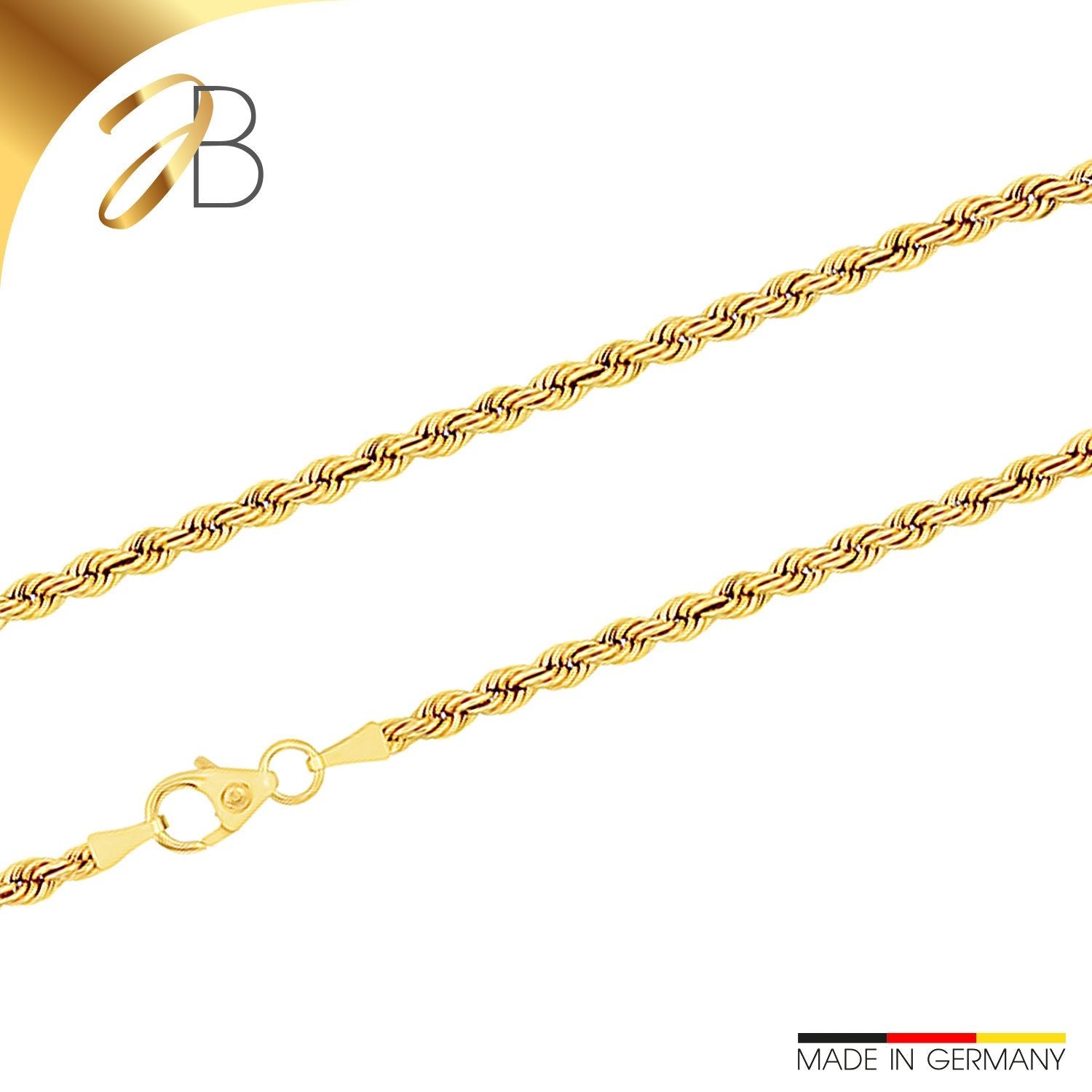 JB Edle Goldkette Kordelkette 585 - 14 Kt Gold 2,7 mm 45 cm -   91655-45